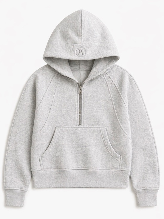 lululemon athletica Tops - Lululemon Scuba Oversized Half Zip Hoodie M/L Cropped Light Gray